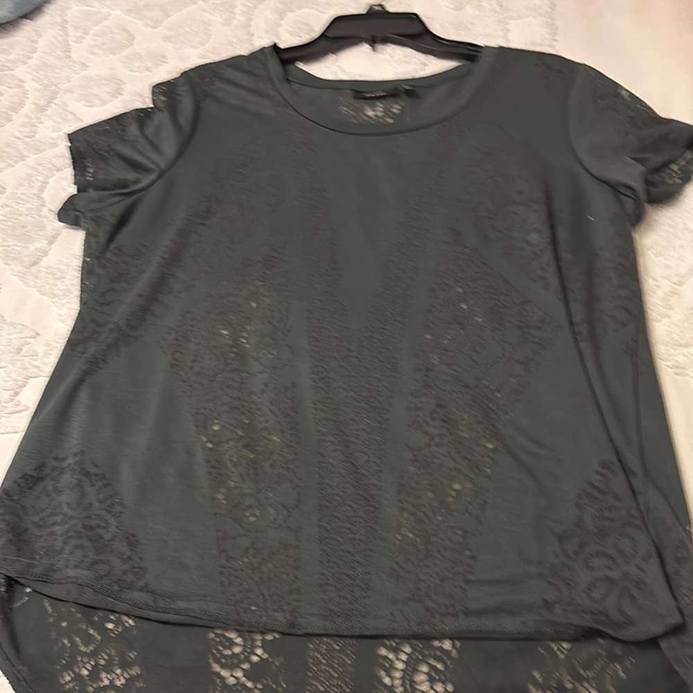 Women's Gray Lace Top